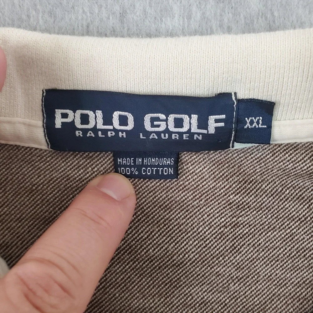 Polo Golf Ralph Lauren Polo Shirt Mens 2XL Brown Long Sleeve Cotton Knit Logo